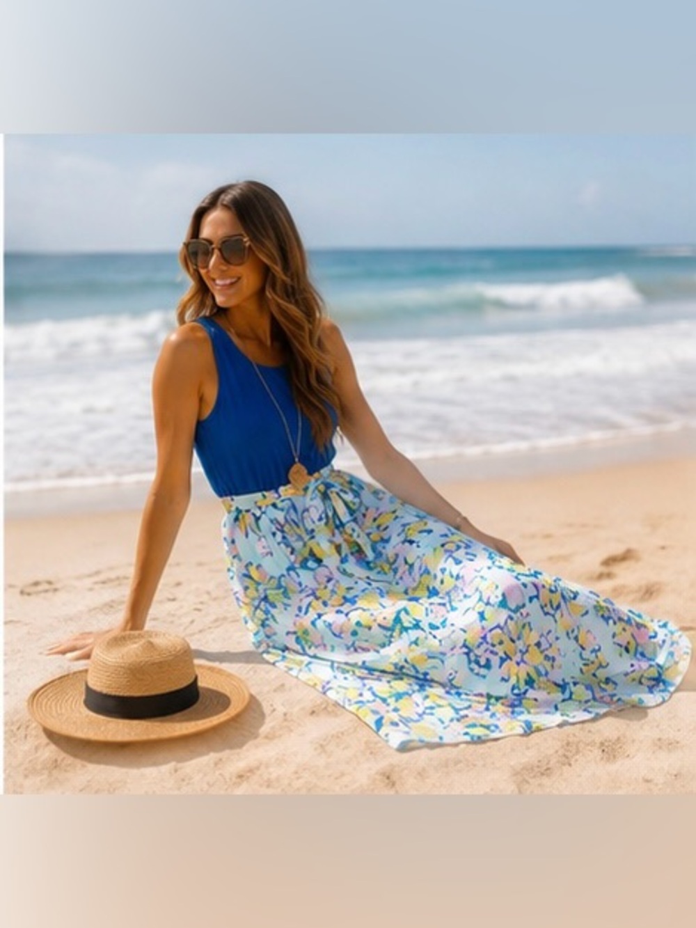 BNWOT Sleeveless Petal Design Bottom Tan Maxi Size  XL